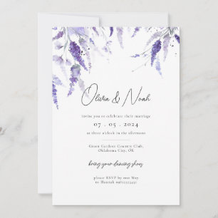 Invitation Élégant Lavande Floral Aquarelle Lilac Mariage