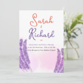 Invitation Élégant Lavande Floral Design Mariage (Debout devant)