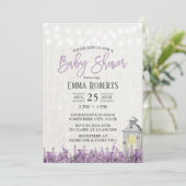 Invitation Élégant Lavande Florale Baby shower blanc lanterne (Debout devant)