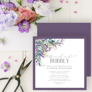 Invitation Élégant Lavande Florale Brunch & Douche Bubbly