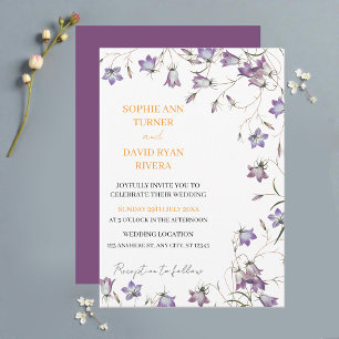 Invitation Élégant Lavande Florale Mariage Bellflower