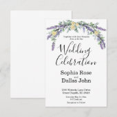 Invitation Élégant Lavande Jaune Rose Eucalyptus mariage (Devant / Derrière)