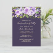 Invitation Élégant Lavande Rose Floral Houseéchant (Debout devant)