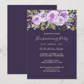 Invitation Élégant Lavande Rose Floral Houseéchant (Devant / Derrière)