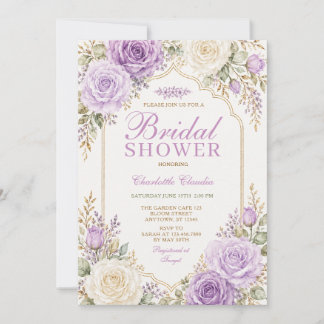 Invitation Élégant Lavande Rose Violet Floral Baby Shower de