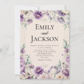 Invitation Élégant Lavande violet Mariage floral (Devant)