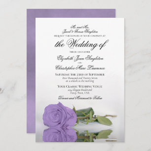 Invitation Élégant Lavande violet Rose Mariage officiel