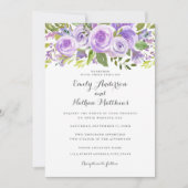 Invitation Élégant Lavande violette Rose Floral Mariage (Devant)