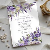 Invitation Élégant Lavande violette Rose Mariage floral