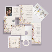 Invitation Elegant Lavender, Blush and Cream Wildflowers