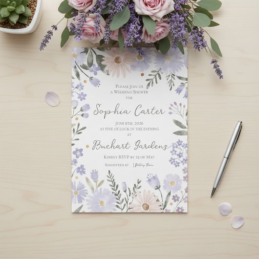 Invitation Elegant Lavender Blush Floral Wedding Shower