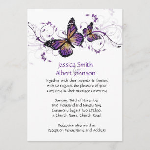 Invitation Elégant Lavender Butterfly Swirls Wedding Invitati