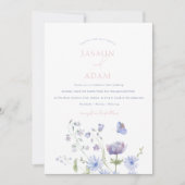 Invitation Élégant Lavender Fleurs sauvages papillons Mariage (Devant)