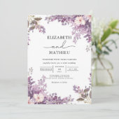Invitation Élégant Lavender Floral Mariage (Debout devant)