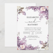 Invitation Élégant Lavender Floral Mariage (Devant / Derrière)
