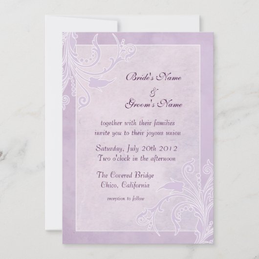 Invitation Elégant Lavender Floral Wedding Invite (Devant)