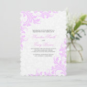 Invitation Élégant Lavender Lace Blanche Damas Mariage (Debout devant)
