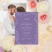 Invitation Élégant Lavender Leaf Photo Monogramme Mariage