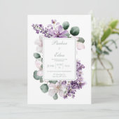 Invitation Elegant Lavender Lilac Eucalyptus Watercolor (Debout devant)
