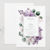 Invitation Elegant Lavender Lilac Eucalyptus Watercolor (Devant / Derrière)