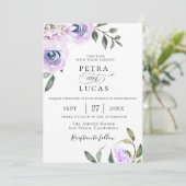 Invitation Élégant Lavender Mariage botanique (Debout devant)