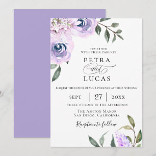 Invitation Élégant Lavender Mariage botanique