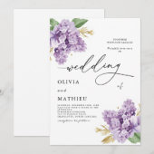 Invitation Élégant Lavender Mariage botanique (Devant / Derrière)