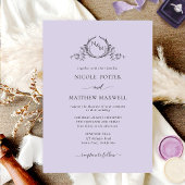 Invitation Élégant Lavender Monogram Mariage