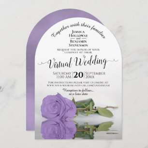 Invitation Élégant Lavender Purple Rose Mariage virtuel