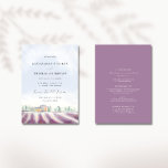 Invitation Elegant Lavender Rustic Purple All in One Wedding<br><div class="desc">A lavender-themed, all in one wedding invitation template that features a painted watercolor scene of a lavender field on a Provence-like background, with gentle rolling hills, cypress trees and sunny clouds. Classy and elegant, simple and modern, it is a lovely choice for a summer destination wedding. Templates on the back...</div>