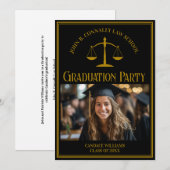 Invitation Elegant Law School Graduation Photo Party (Devant / Derrière)
