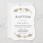 Invitation Elégant Leaf garçon ou fille Baptême Christening (Devant)