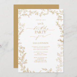 Invitation Elégant Leaf Gold 50e anniversaire