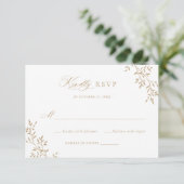 Invitation Elégant Leafy Gold Laurel Botanical Wedding RSVP (Debout devant)