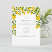 Invitation Élégant Lemons Blossom Greenery Photo Mariage Invi (Debout devant)
