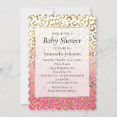 Invitation Élégant Leopard blanc rose-rose (Devant)