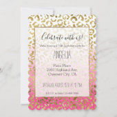 Invitation élégant Leopard d'or rose blanche (Devant)