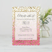 Invitation élégant Leopard d'or rose blanche (Debout devant)