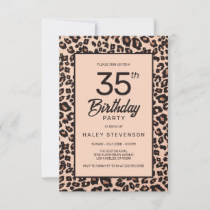 Invitation Élégant Leopard Poster de animal trendy 35e annive