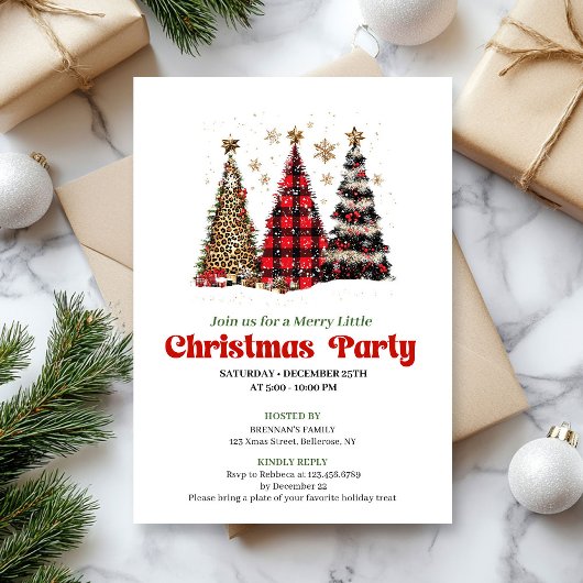 Invitation Elegant leopard print Christmas tree holiday card