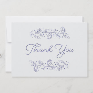 Invitation Elegant Light Blue Floral Vines Thank You Card