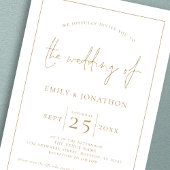 Invitation Elegant Ligne de script or Bordure Code QR Mariage