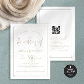 Invitation Elegant Ligne de script or Bordure Code QR Mariage