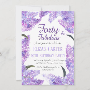 Invitation Elegant Lilac 40th Feminine Wildflower Birthday