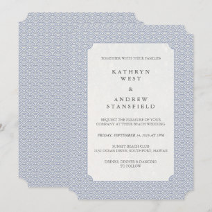 Invitation Élégant Lilac-Bleu Stylisé Vagues Motif Mariage