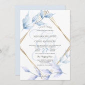 Invitation Élégant Lilac bouché et feuillage bleu poussiéreux (Devant / Derrière)