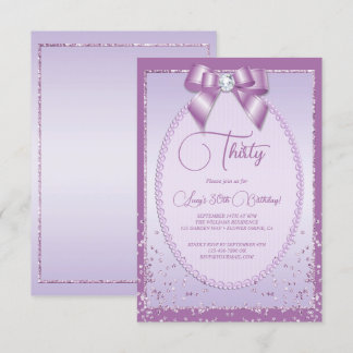 Invitation Elégant Lilac Jewel Bow & Confetti Anniversaire