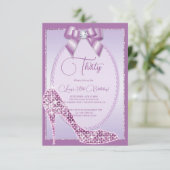 Invitation Elégant Lilac Jewel Bow & Stiletto Anniversaire (Debout devant)