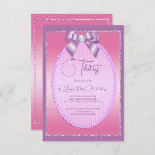 Invitation Elégant Lilac & Pink Jewel Bow Anniversaire