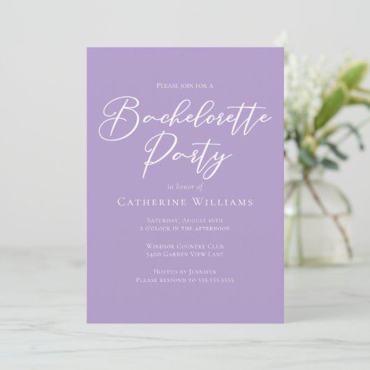 Invitation Elegant Lilac Purple Bachelorette Party (Debout devant)